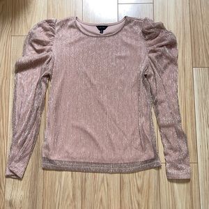 Beigey Pink Shimmery Puffy Sleeve Blouse